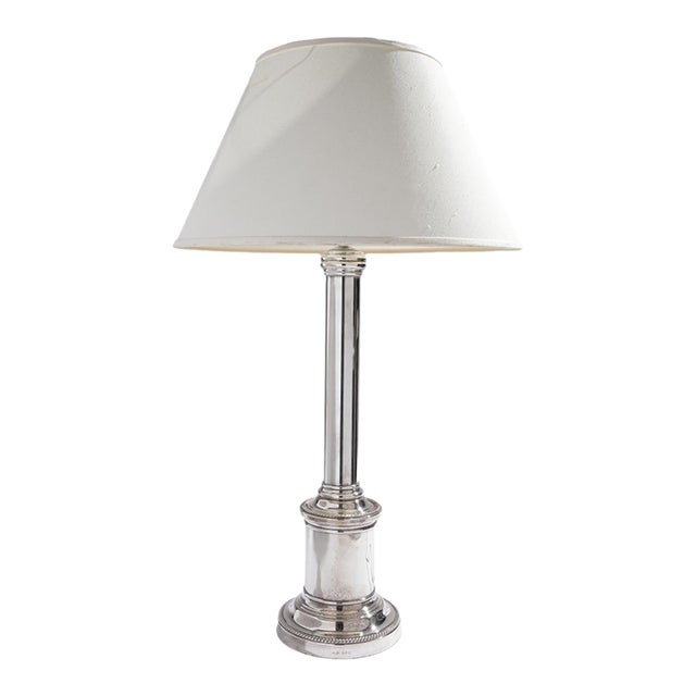 English Victorian Doric Column Silver-Plated Table Lamp, C. 1850-60 For Sale