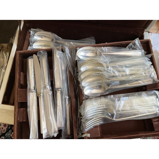 New 1980s Silver Flatware,72 Pieces Set , Leighton. For Sale - Image 11 of 17