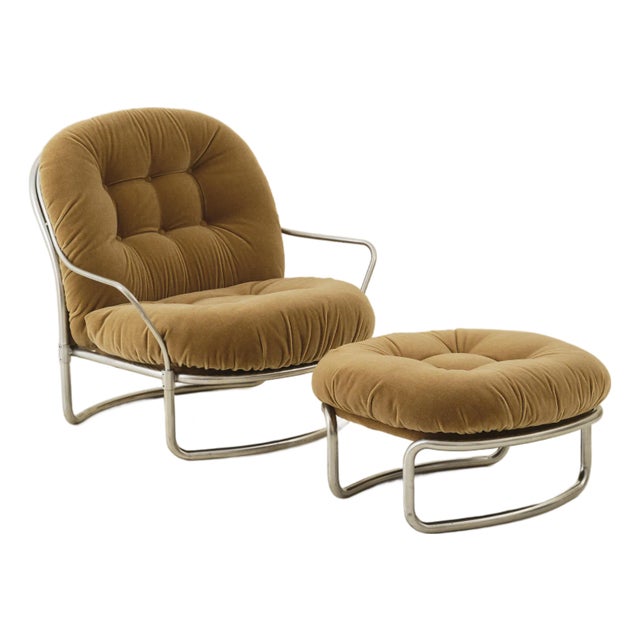 Carlo De Carli Model 915 Armchair With Ottoman by Cinova, 1960s For Sale