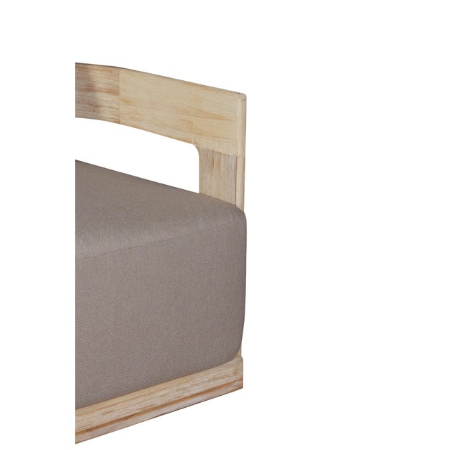 Modern Eclipse Outdoor Solid Teak Wood Sofa Natural Look - Gray Fabric For Sale - Image 3 of 10
