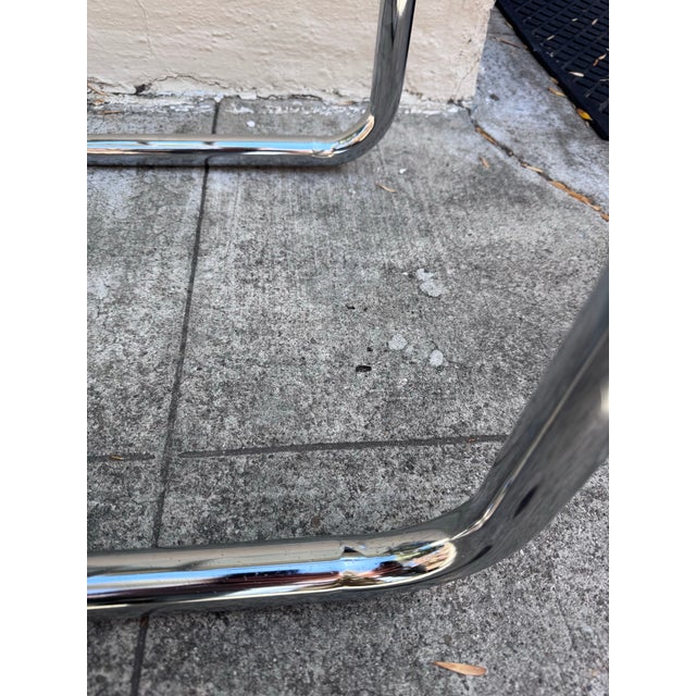 1970s 1970s Vintage Mid-Century Modern Chrome Tubular Glass Top Side Table For Sale - Image 5 of 9