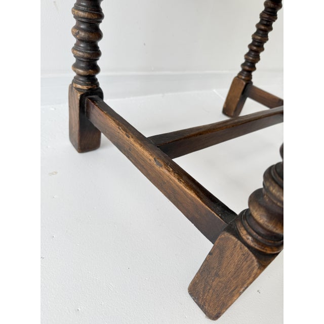 19th Century Rustic Farmhouse Bobbin Turned Ottoman with Upholstered Seat For Sale - Image 10 of 13