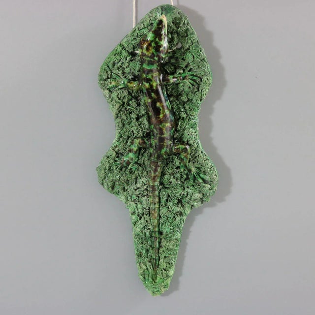 Antique Jose Cunha Palissy Majolica Lizard Wall Plaque For Sale - Image 13 of 13