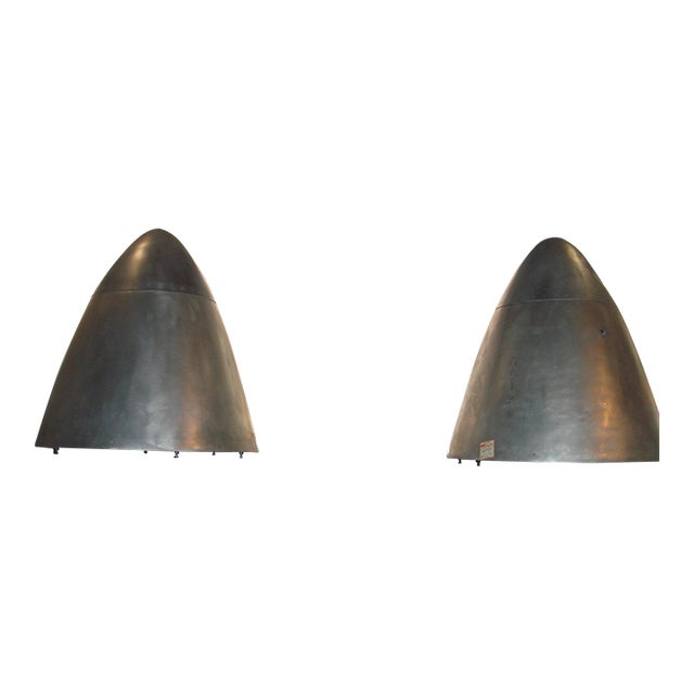 Pair of Vintage Airplane Nose Cone Lanterns, Belgium, C. 1965 For Sale