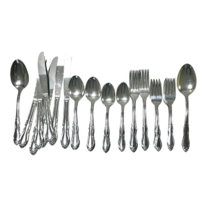 Vintage Rogers Stainless Steel Flatware Set – 48 Piece Mid Century Floral Pattern Tableware