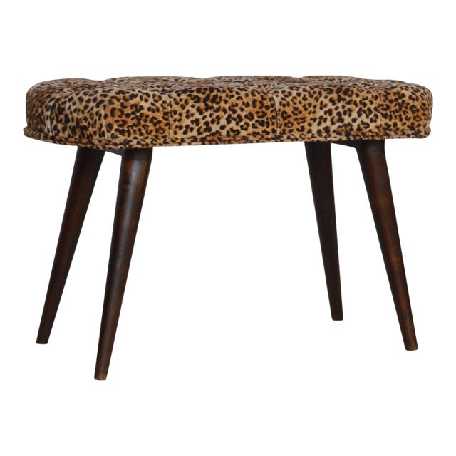Animal Print Velvet Bench With Deep Button Seat For Sale