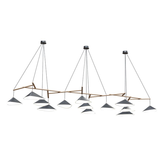 Emily Group of Thirteen Chandelier Light in Anthracite Semi-Matte Paint by Daniel Becker for Moss Objects For Sale