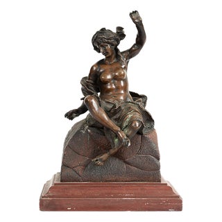 French Artist, Patinated Sculpture of Napoleon III, 19th Century, Bronze on Red Griotte Marble Base For Sale