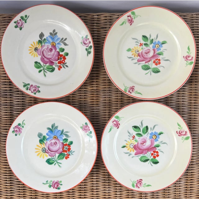 Seltmann Vohenstrauss Bavaria Art Deco Hand Painted Floral Porcelain Plates- Set of 8 For Sale - Image 10 of 13