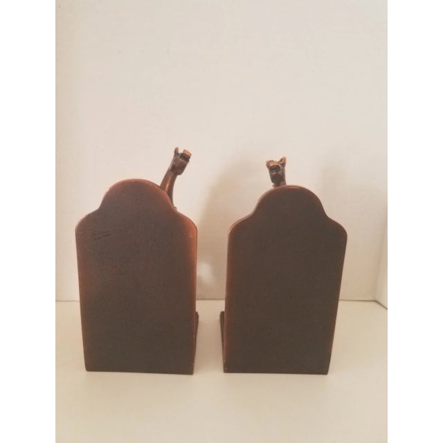 Brutalist Vintage 1980s Bronzed Equine Bookends W/ Walnut Base - Set of 2 For Sale - Image 3 of 9