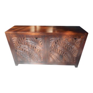 Beautiful Hand Carved Pierced Leaf Credenza / Sideboard For Sale