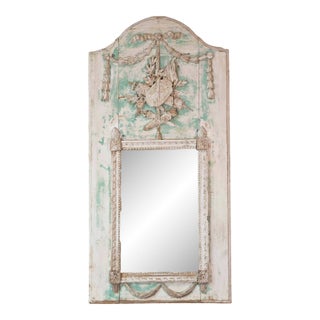 French 18th Century Louis XVI Carved Trumeau Mirror with Warrior Attributes For Sale