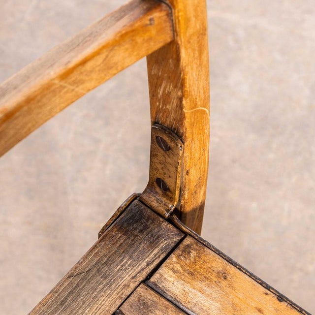 Beech and Iron Stacking School Dining Chairs, 1940s For Sale - Image 10 of 12