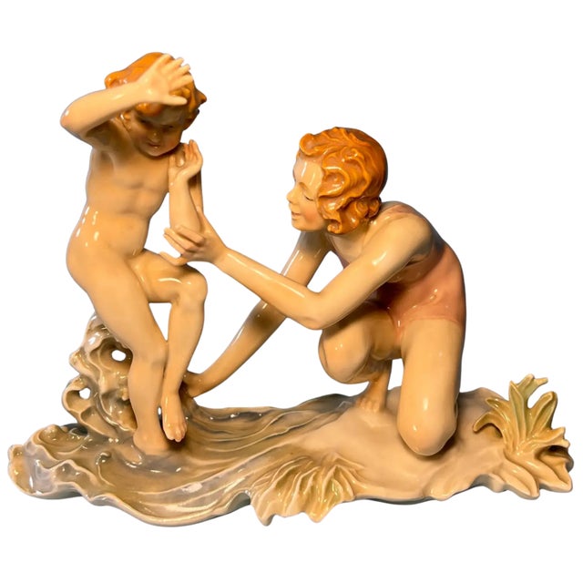 Karl Ens Figurine Mother Child Beach For Sale - Image 11 of 13