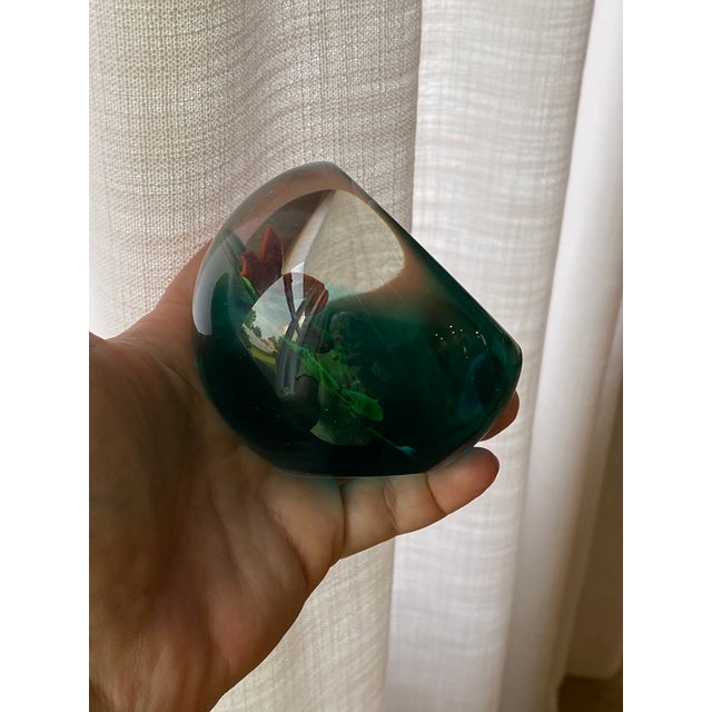 William Manson Caithness Aqua Glass Paperweight (Scotland) For Sale - Image 6 of 12