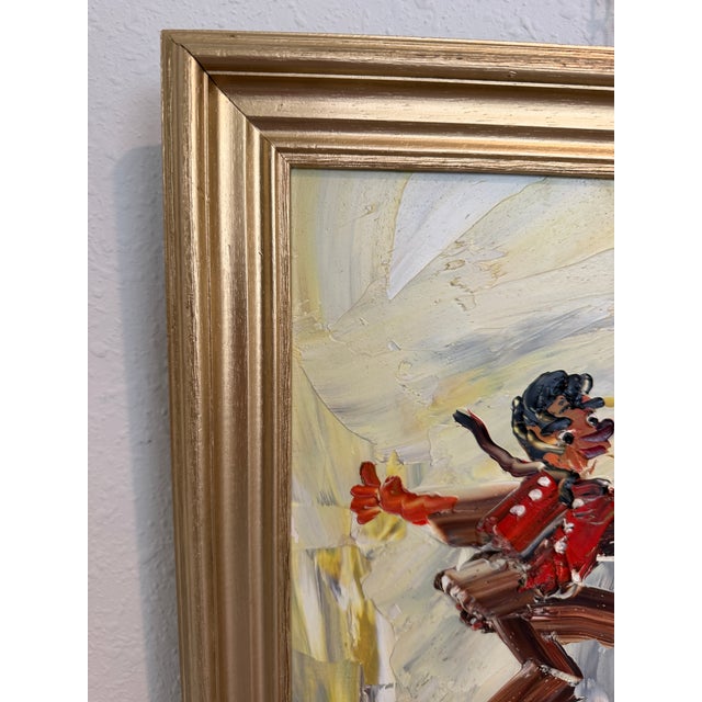 Red 1982 Morris Katz (1931–2010) Original Oil Painting Clown Impasto Palette Knife For Sale - Image 8 of 12