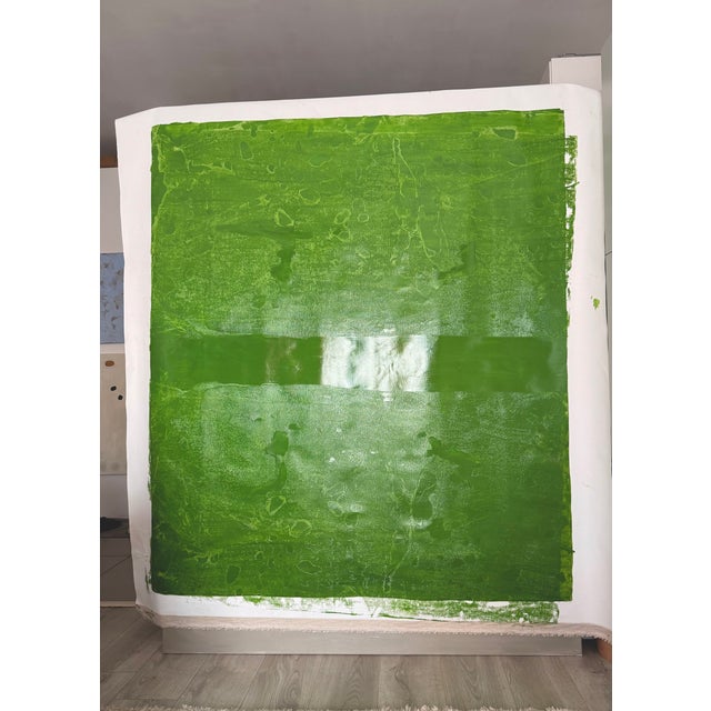 2020s Green Textured Painting Giant Abstract Oil Picture on Canvas Unstretched/Rolled Interior Green Picture Wall Canvas For Sale - Image 5 of 6