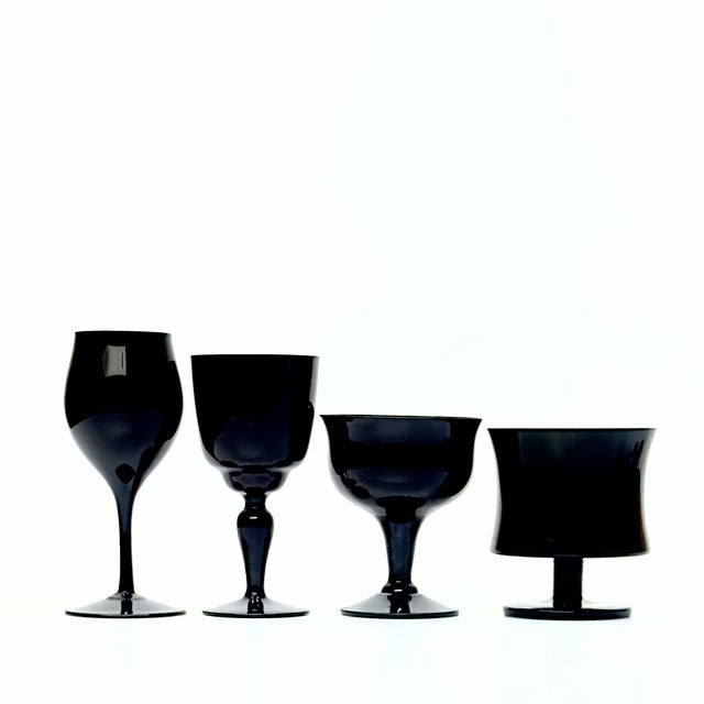 Mid-Century Modern Mid-Century Modern Black Glass Stemware Curation - Group of 9 For Sale - Image 3 of 14