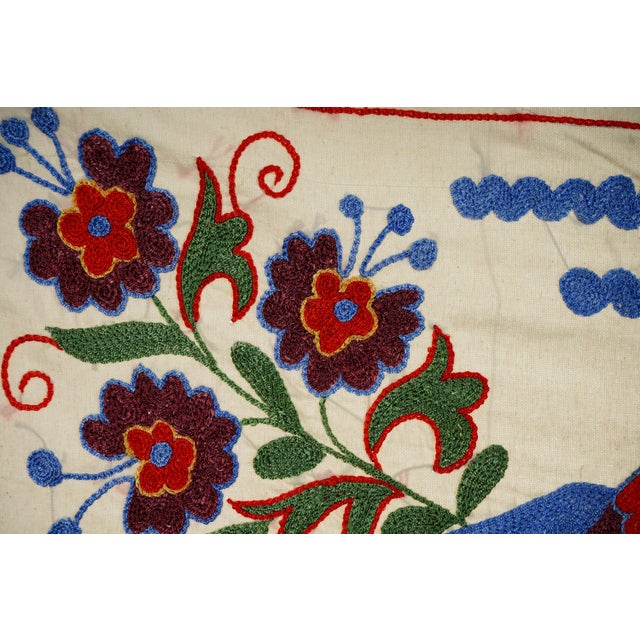 Ecru Suzani Wall Decor 1'4'' X 3'2'' For Sale - Image 8 of 10