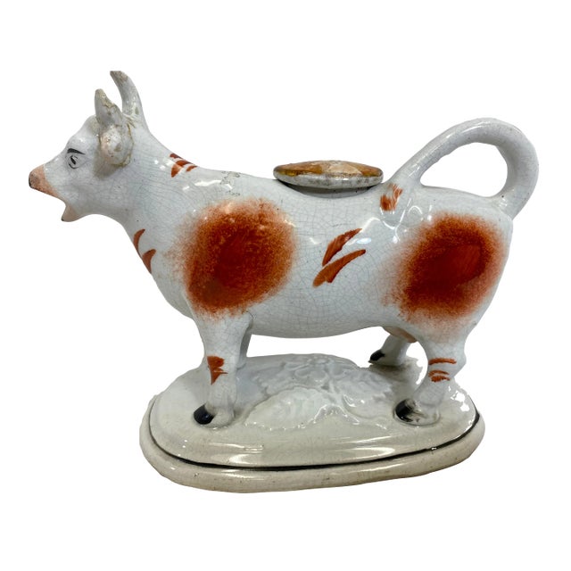 Antique Staffordshire Cow Milk Pitcher / Creamer From England - Circa 19th Century For Sale