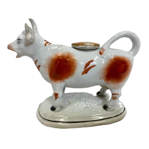 Antique Staffordshire Cow Milk Pitcher / Creamer From England - Circa 19th Century