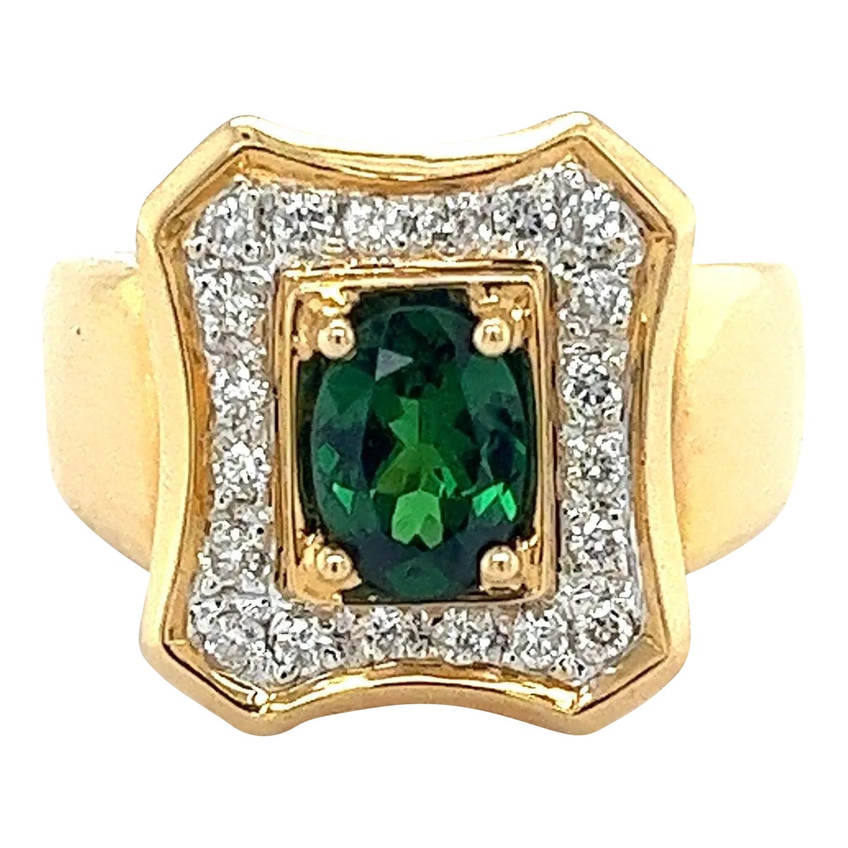 1.25 Carat Oval Cut Tsavorite And Round Cut Diamond Halo Rectangle ...