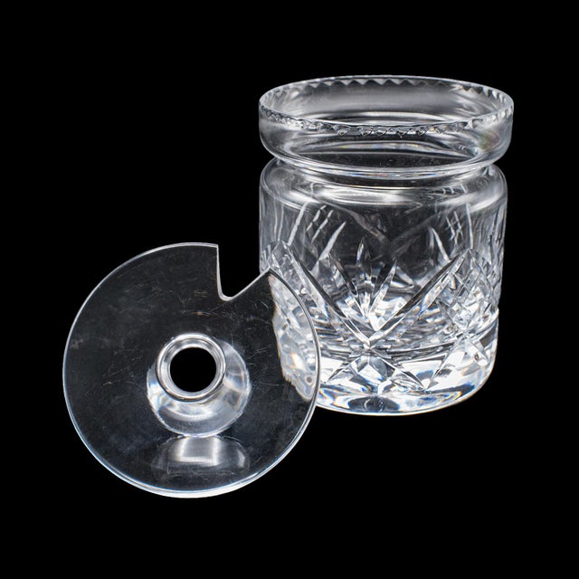 Vintage Jam Jar & Spoon, English Cut Glass Preserve Pot, Condiments, Mid Century For Sale - Image 12 of 12