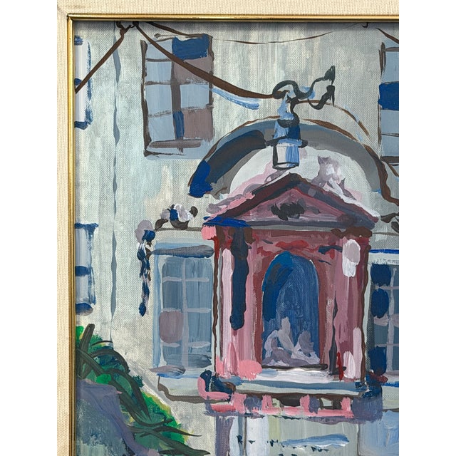 Vintage Mediterranean Architectural Oil Painting, Signed Ferrero For Sale - Image 4 of 7