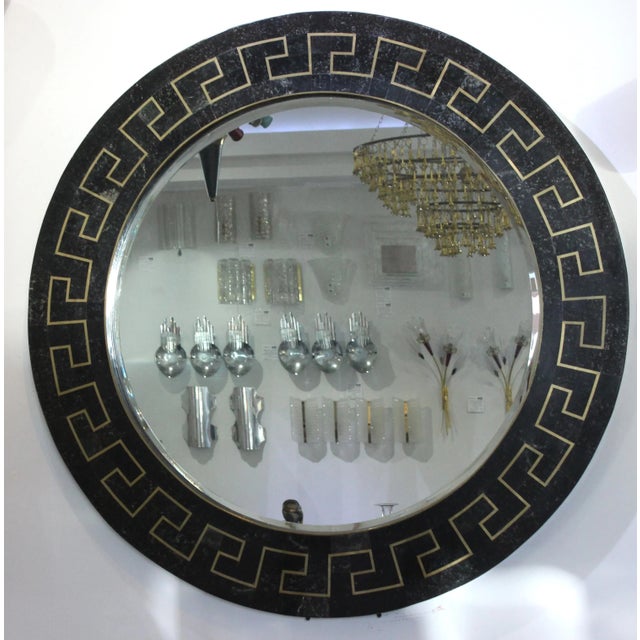 Greek Key Marble Wall Mirror 45"diam Maitland-Smith For Sale - Image 13 of 13