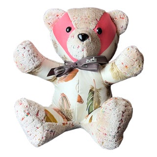 Hermes Plumes Vintage Silk Scarf Tender Teddy Bear For Sale