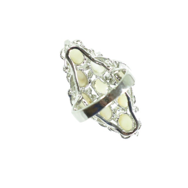 Vintage 1970s Sterling & White Opal Cocktail Ring For Sale In Orlando - Image 6 of 6