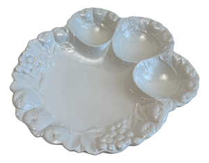 Mid-Century White Glazed Ceramic Fruit Bowl by Christian Dior, Italy, 1970s