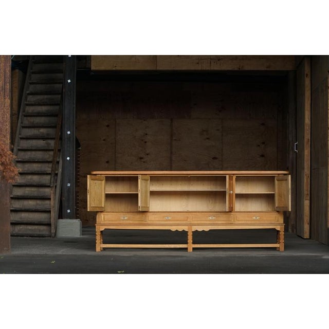1960s Low Mid-Century Danish Brutalist Sideboard in Oak attributed to Henning Kjærnulf, 1960s For Sale - Image 5 of 13