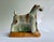 Mid Century handcrafted Wire Fox Terrier dog figurine, Off White Glazed Ceramic Vase, Planter. Featuring a hand painted...