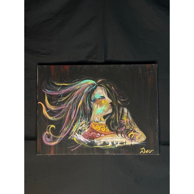 2020s Expressionist Female Portrait Painting on Canvas, Signed For Sale - Image 5 of 7