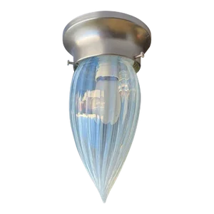 1960s Vintage Opalescent Vertical Swirl Glass Bullet Light Globe With Fitter