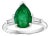 3.5 Carat Pear Cut Emerald and Diamond Ring 14 Karat White Gold For Sale