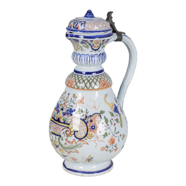 19th Century French Rouen Faience Pitcher For Sale