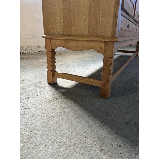 Wood Oak Sideboard in style of Henning Kjærnulf, 1970s For Sale - Image 7 of 18