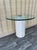 Tan Postmodern Marble and Brass Half-Moon Shaped Side Table in the Artedi Style. Circa 1980s. For Sale - Image 8 of 18