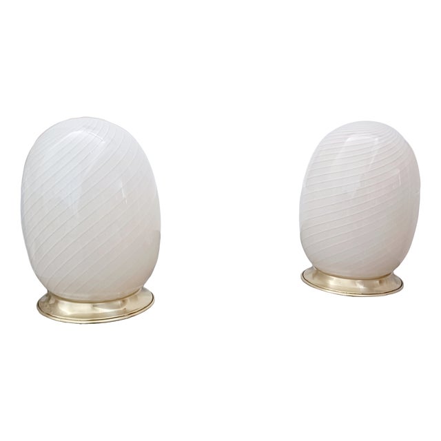 Murano Glass Egg Lamps, 1970s, Set of 2 For Sale