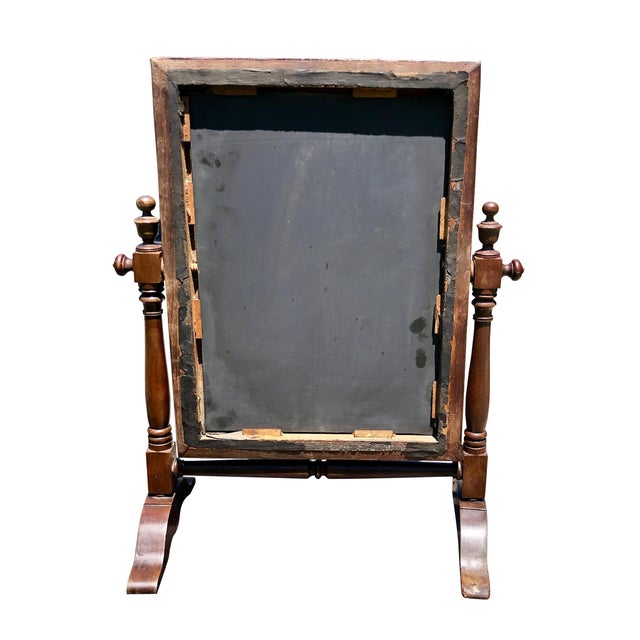 Antique American Empire Flame Mahogany Gentleman's Shaving Mirror