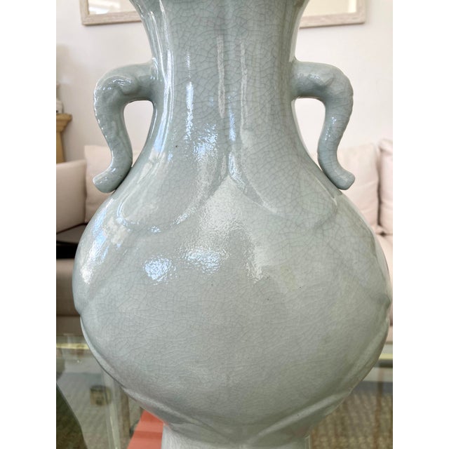 Celedon Ceramic Asian Table Lamps - a Pair For Sale In Los Angeles - Image 6 of 12
