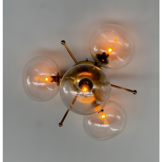 Glass Orchidea Polished Brass Clear Pebble Flush Mount by Fabio LTD For Sale - Image 7 of 9