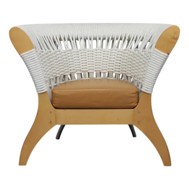 Italian Lounge Chair in Rope and Leather by Driade, 1996 For Sale