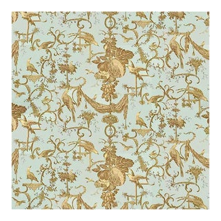 Brunschwig & Fils Kininvie Neoclassical Cotton Textile, Robins Egg Blue, 2000 - 4.15 Yards For Sale