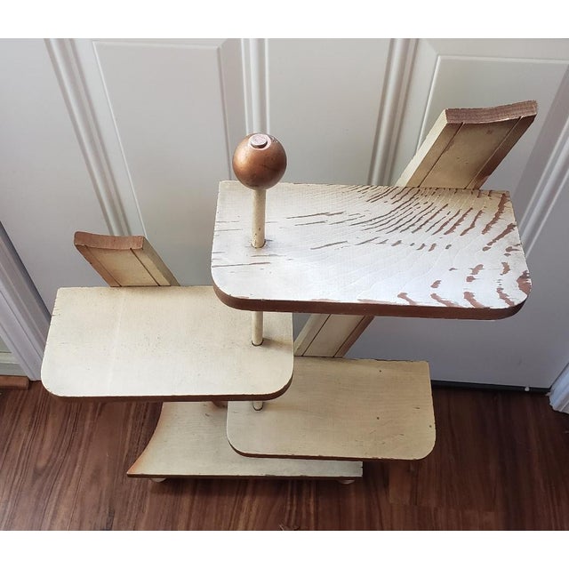 Wood Mid-Century Wooden Store Display Shelf With Copper Accents For Sale - Image 7 of 8