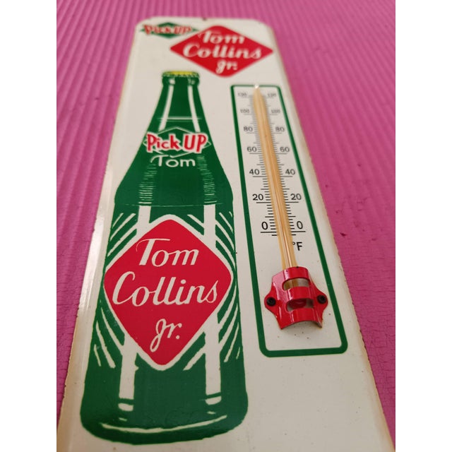 Premium Vintage Style Tom Collins Jr. Lemon Drink Advertising Thermometer Sign For Sale - Image 9 of 11