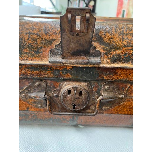 Chest/Trunk/Luggage - Mid 20th Century Vintage Metal Painted Trunk For Sale - Image 10 of 13