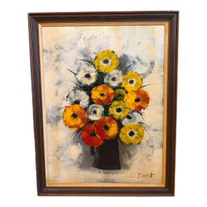 Large Mid-Century Modern Floral Still Life Painting